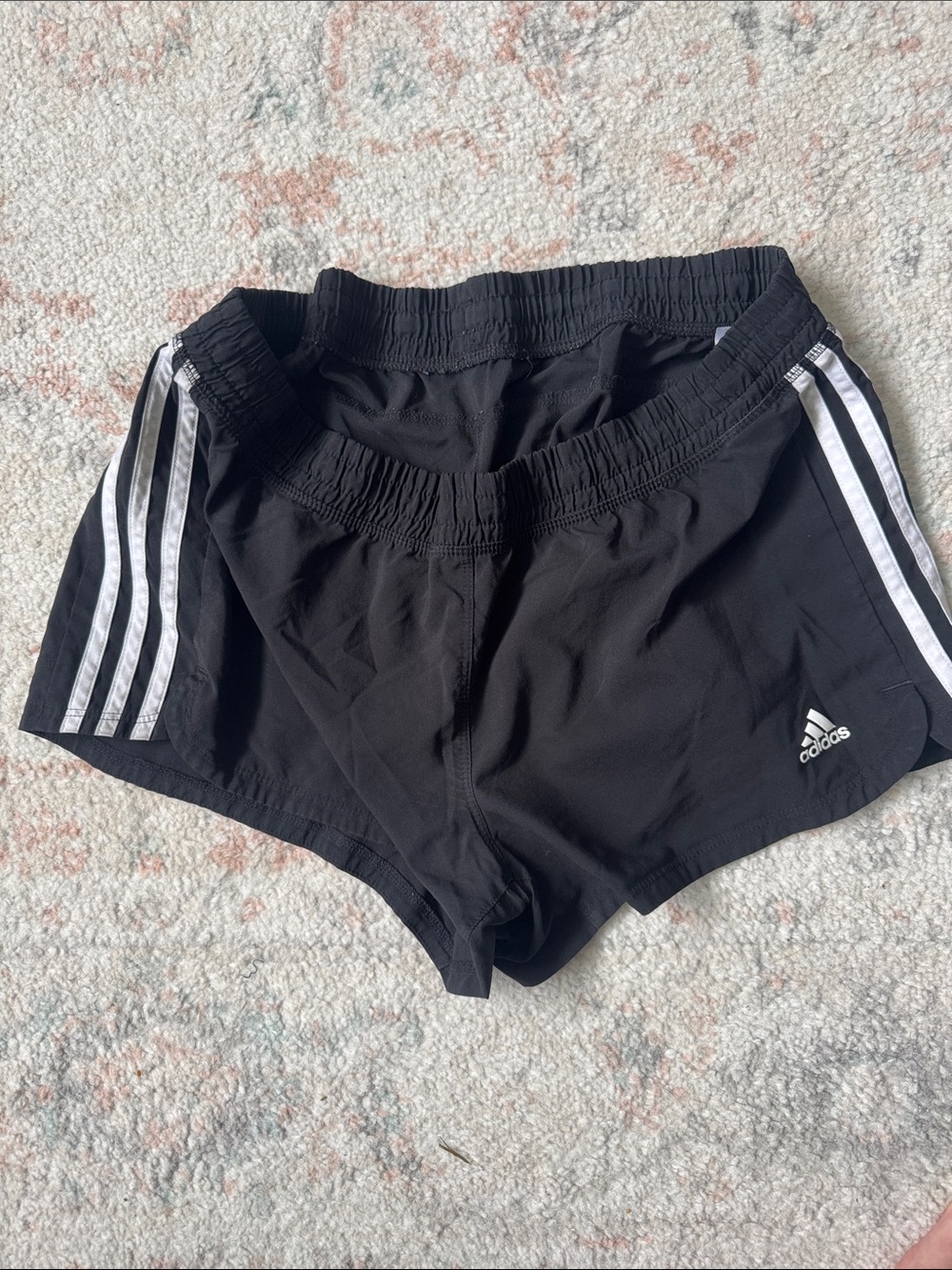 Adidas Three Stripe Running Shorts, Black, M
